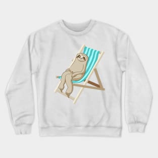 Funny sloth in a deck chair Crewneck Sweatshirt